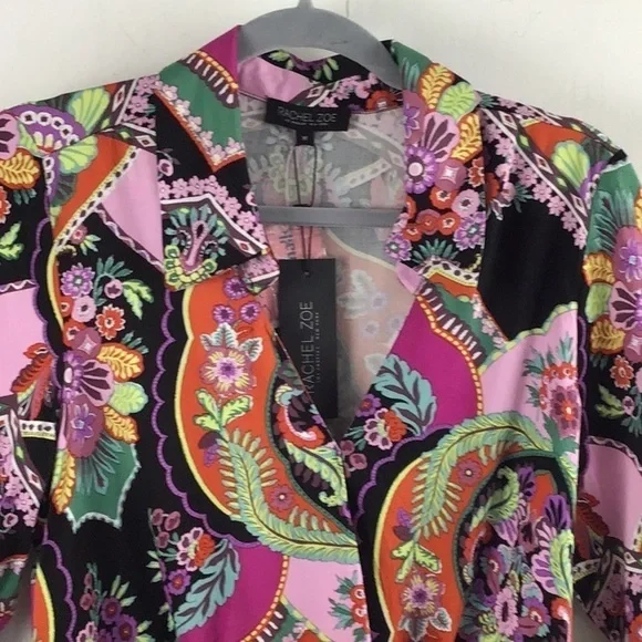 RACHEL ZOE floral print crossover front Long sleeve elasticized waist si… - Picture 3 of 8